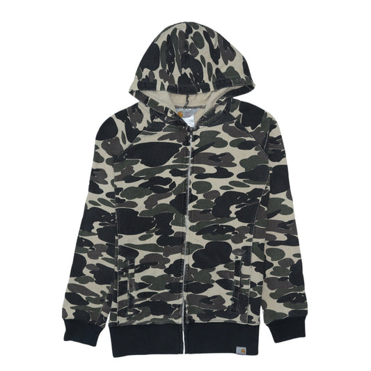 Carhartt Women’s Green Camouflage Full Zip Hoodie Size M Cotton
