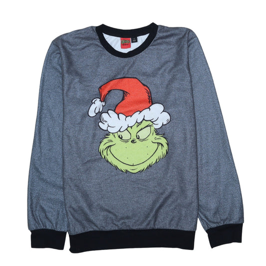 Primark Men's Grey The Grinch Christmas Long Sleeve Pyjama Top M
