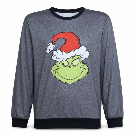 Primark Men's Grey The Grinch Christmas Long Sleeve Pyjama Top M