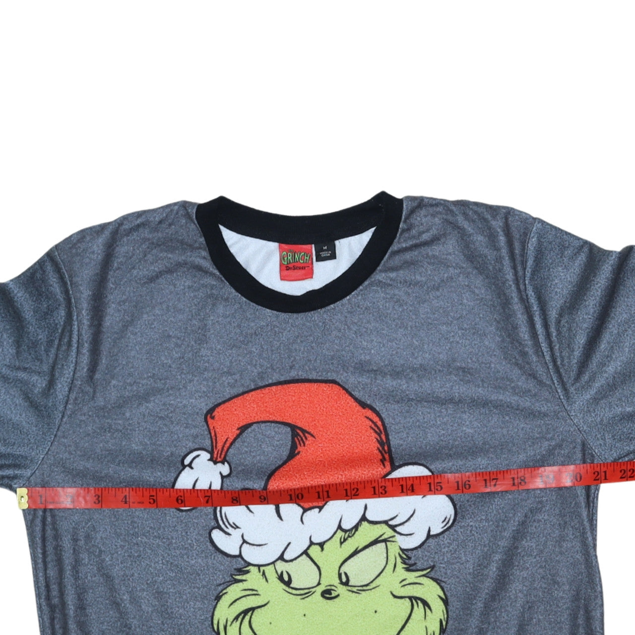 Primark Men's Grey The Grinch Christmas Long Sleeve Pyjama Top M