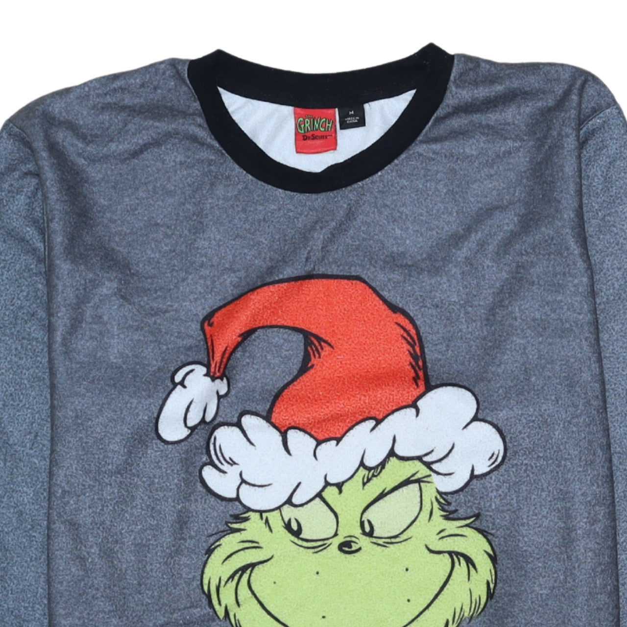 Primark Men's Grey The Grinch Christmas Long Sleeve Pyjama Top M