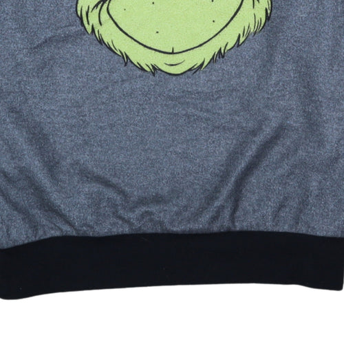 Primark Men's Grey The Grinch Christmas Long Sleeve Pyjama Top M