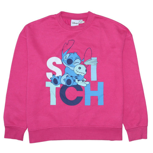 Disney Primark Women Pink Stitch Sweatshirt M 12/14 Pullover Crew Neck