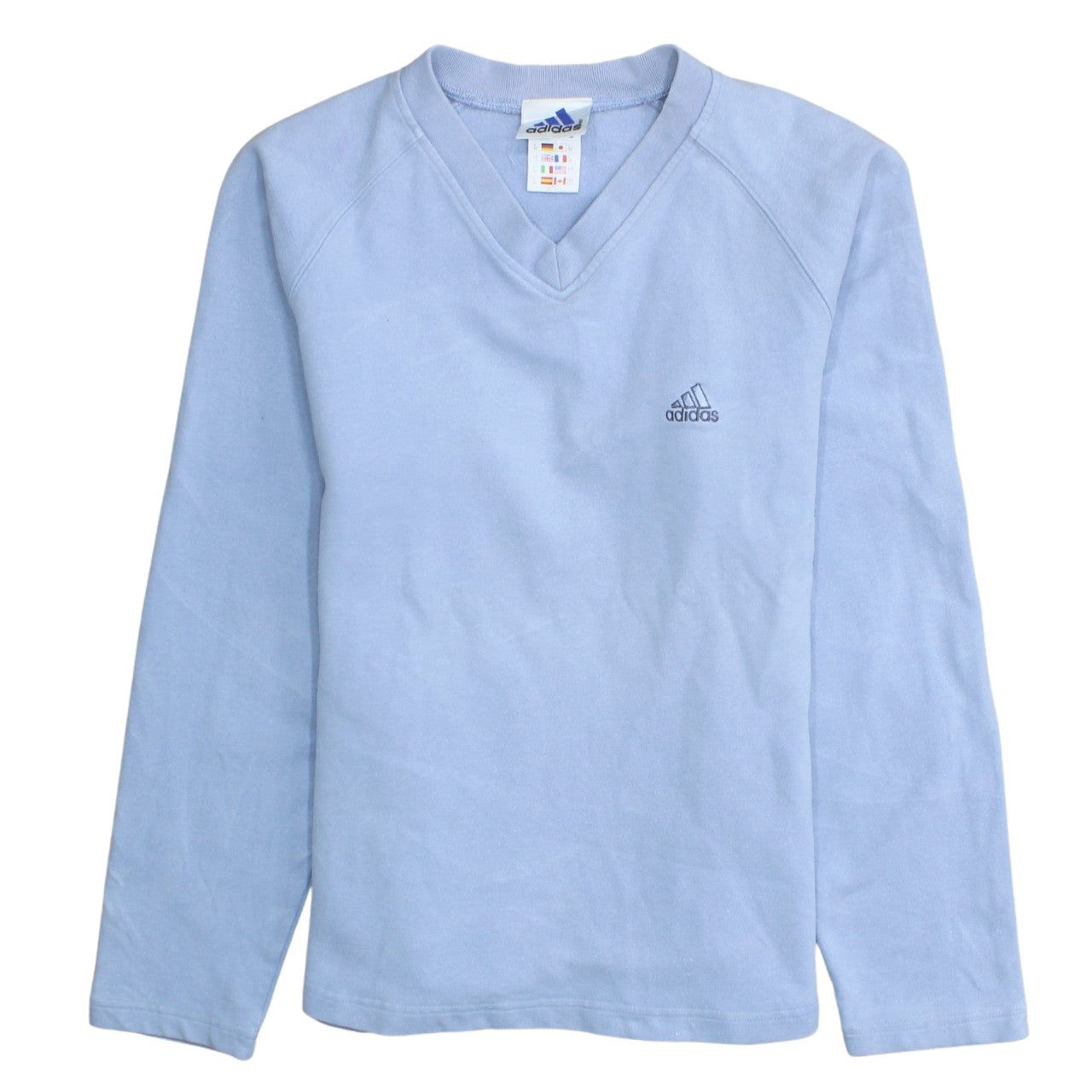 Adidas Women Light Blue V-Neck Pullover Sweatshirt Size 14