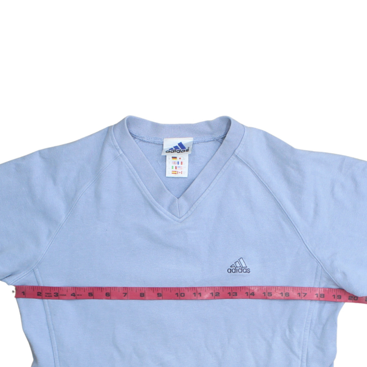 Adidas Women Light Blue V-Neck Pullover Sweatshirt Size 14