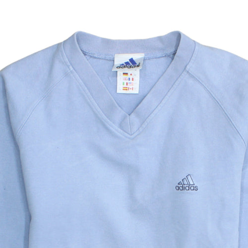 Adidas Women Light Blue V-Neck Pullover Sweatshirt Size 14