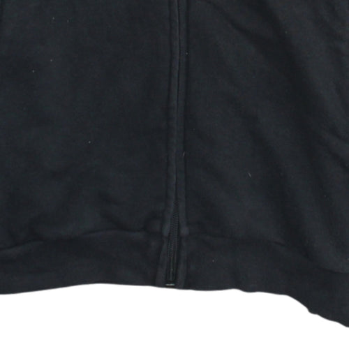 Adidas Women Black Full Zip Hoodie Size S 8-10 Gold Logo Fleece Sweatshirt
