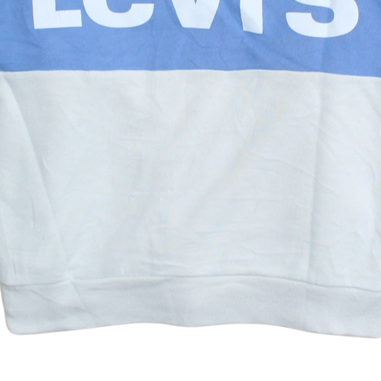 Levi's Women's White Blue Logo Crew Neck Pullover Sweatshirt Size S