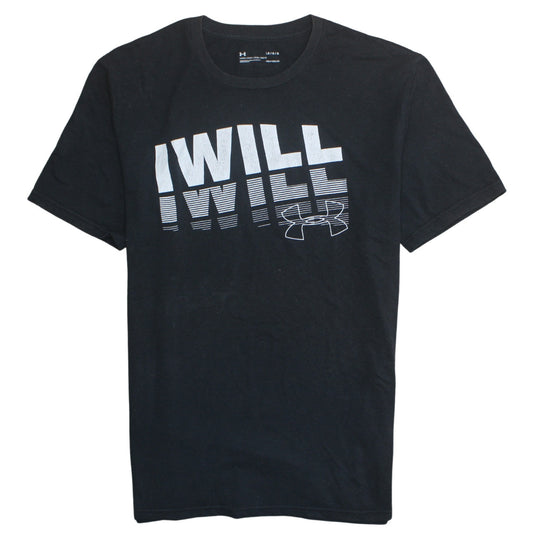 Under Armour Men's Black 'I WILL' Graphic Loose Fit HeatGear T-Shirt Size L