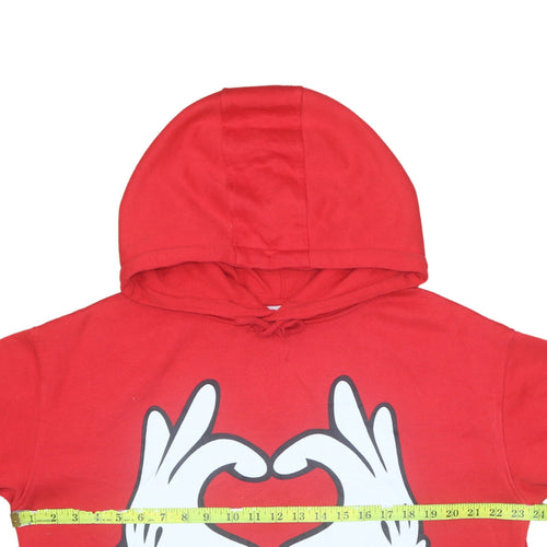 Disney Primark Women Red Hoodie Medium Graphic Print Heart Hands Pullover