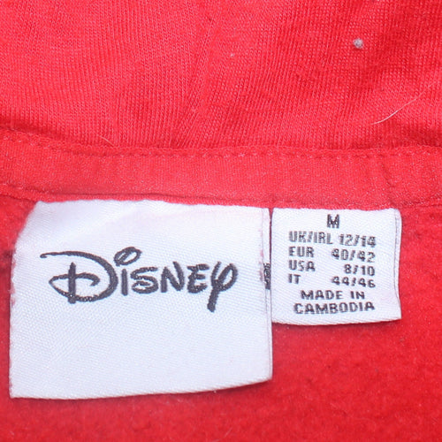 Disney Primark Women Red Hoodie Medium Graphic Print Heart Hands Pullover