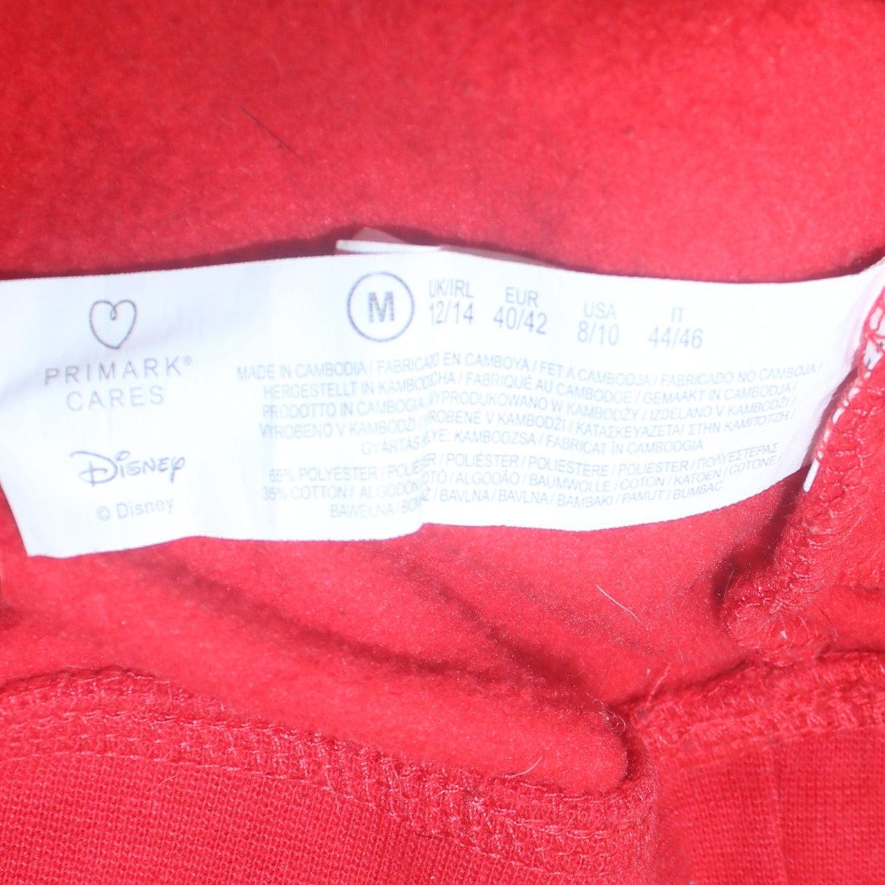 Disney Primark Women Red Hoodie Medium Graphic Print Heart Hands Pullover