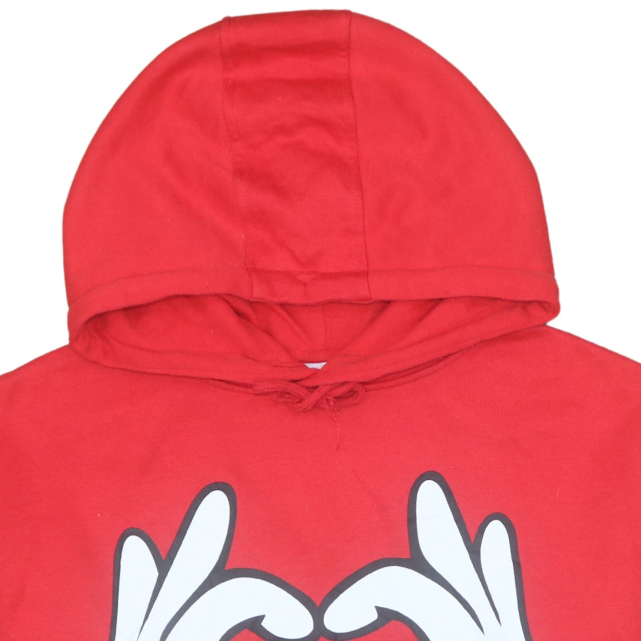 Disney Primark Women Red Hoodie Medium Graphic Print Heart Hands Pullover