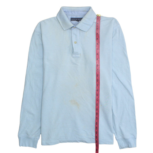 Tommy Hilfiger Men's Blue Long Sleeve Cotton Polo Shirt M