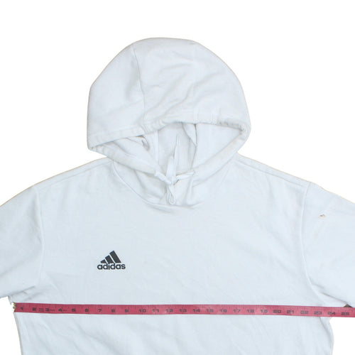 Adidas Men's White Pullover Hoodie Large Regular Fit Sportswear