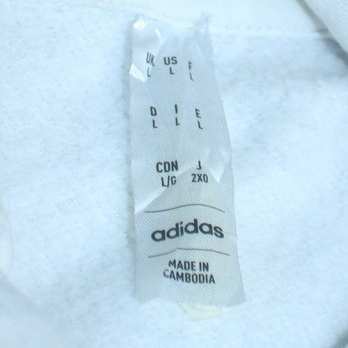 Adidas Men's White Pullover Hoodie Large Regular Fit Sportswear