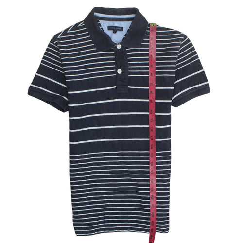 Tommy Hilfiger Womens Blue Striped Polo Shirt Size 14 Cotton