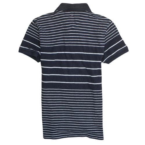 Tommy Hilfiger Womens Blue Striped Polo Shirt Size 14 Cotton