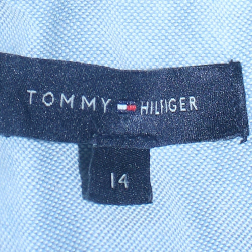 Tommy Hilfiger Womens Blue Striped Polo Shirt Size 14 Cotton