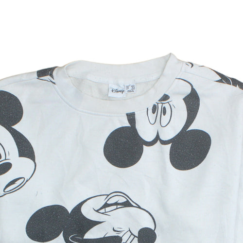 Disney Women's White Mickey Mouse Print Sweatshirt Size M
