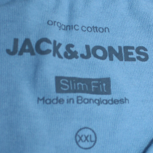 Jack & Jones Men's Blue Slim Fit Crew Neck Cotton T-Shirt XXL