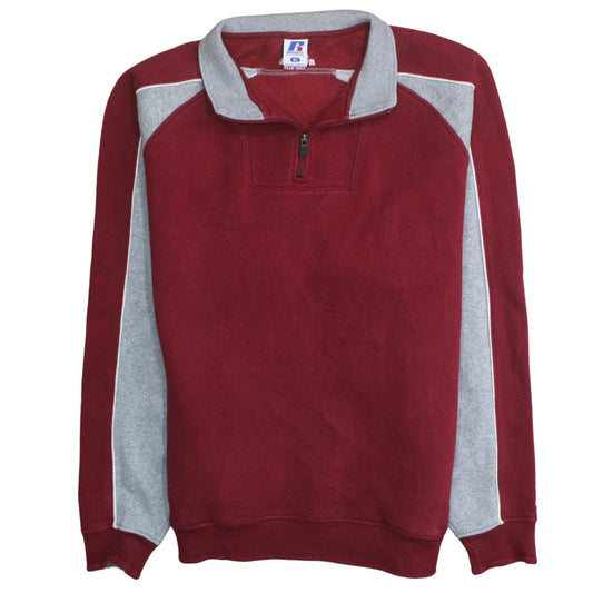 Russell Athletic Men’s Red Grey XL 1/4 Zip Fleece Sweatshirt