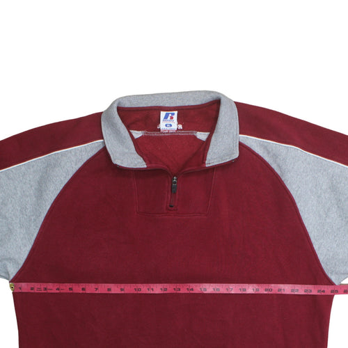 Russell Athletic Men’s Red Grey XL 1/4 Zip Fleece Sweatshirt