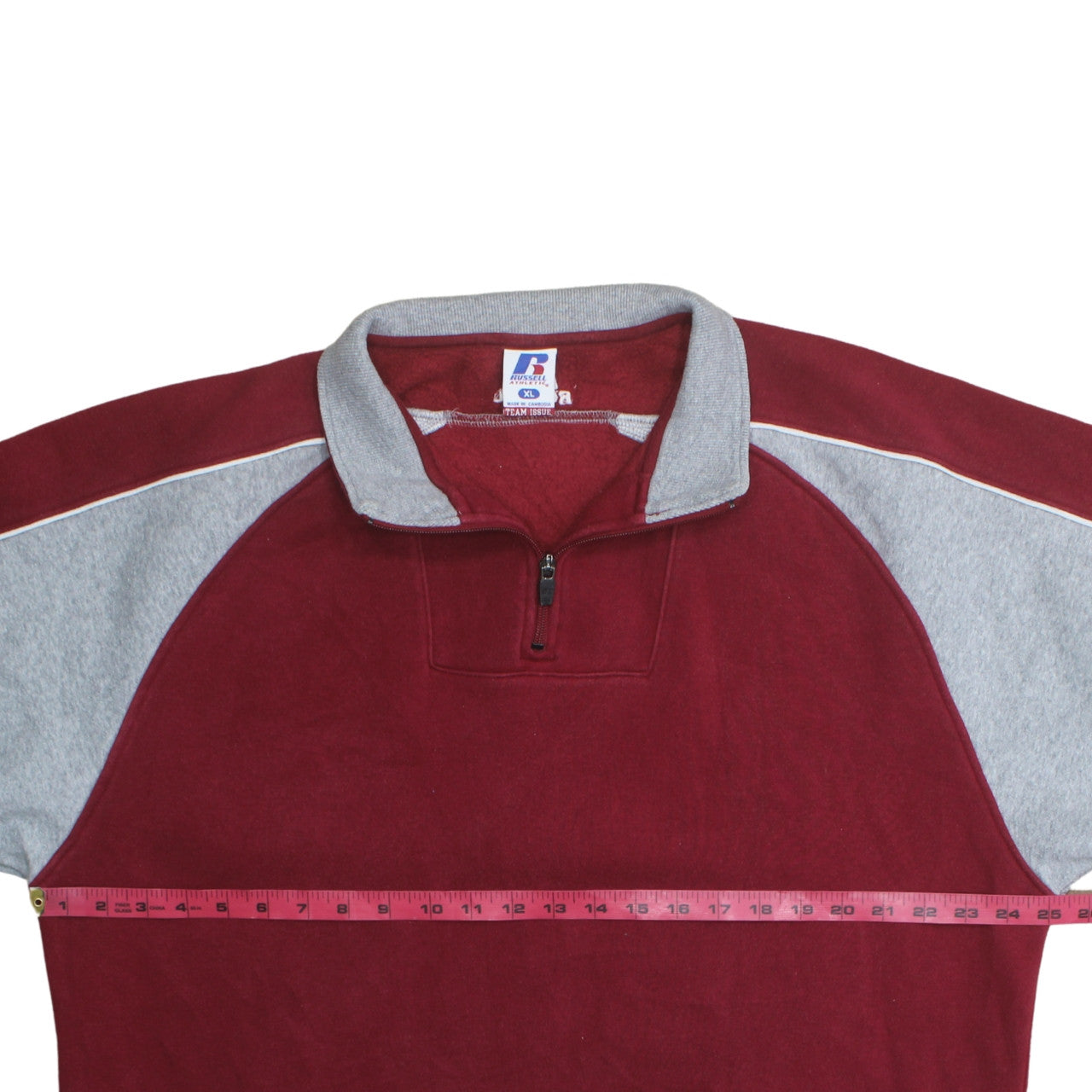 Russell Athletic Men’s Red Grey XL 1/4 Zip Fleece Sweatshirt
