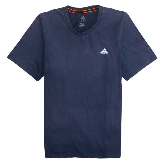 Adidas Men Blue Cotton Crew Neck Sports T-Shirt Size L