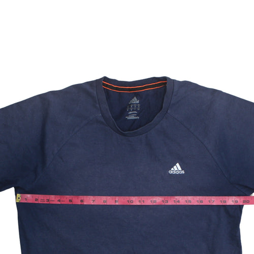 Adidas Men Blue Cotton Crew Neck Sports T-Shirt Size L