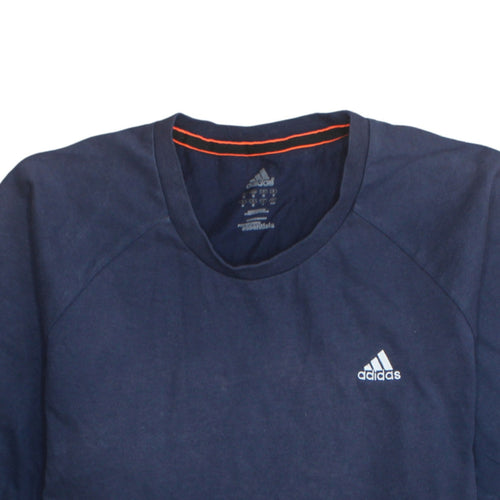 Adidas Men Blue Cotton Crew Neck Sports T-Shirt Size L