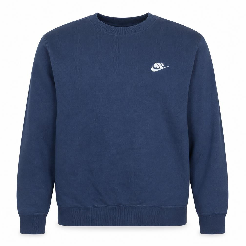 Front view of Nike Men's Blue Crew Neck Sweatshirt Small Cotton Blend Classic Fit