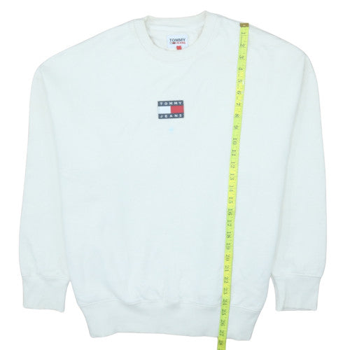 Tommy Jeans Men's White Pullover Sweatshirt Size M Logo Crew Neck