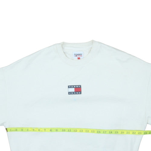 Tommy Jeans Men's White Pullover Sweatshirt Size M Logo Crew Neck
