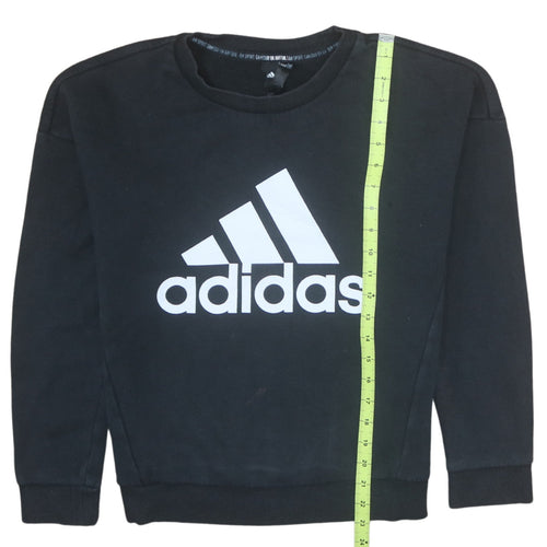Adidas Womens Black Crew Neck Logo Pullover Sweatshirt Size M