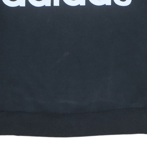 Adidas Womens Black Crew Neck Logo Pullover Sweatshirt Size M