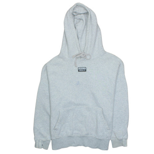Adidas Women Grey Hooded Pullover Hoodie UK 12 Cotton Blend