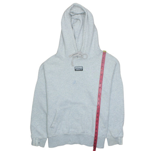 Adidas Women Grey Hooded Pullover Hoodie UK 12 Cotton Blend