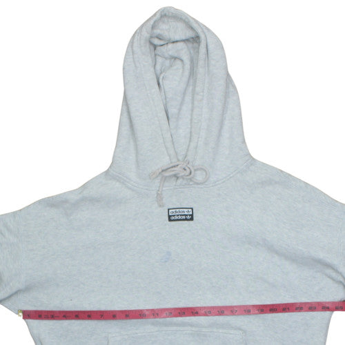 Adidas Women Grey Hooded Pullover Hoodie UK 12 Cotton Blend