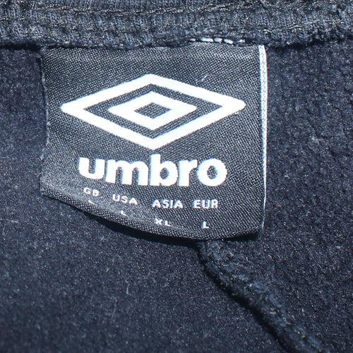 Umbro Men Black Jogger Sweatpants L Fleece Activewear Trousers