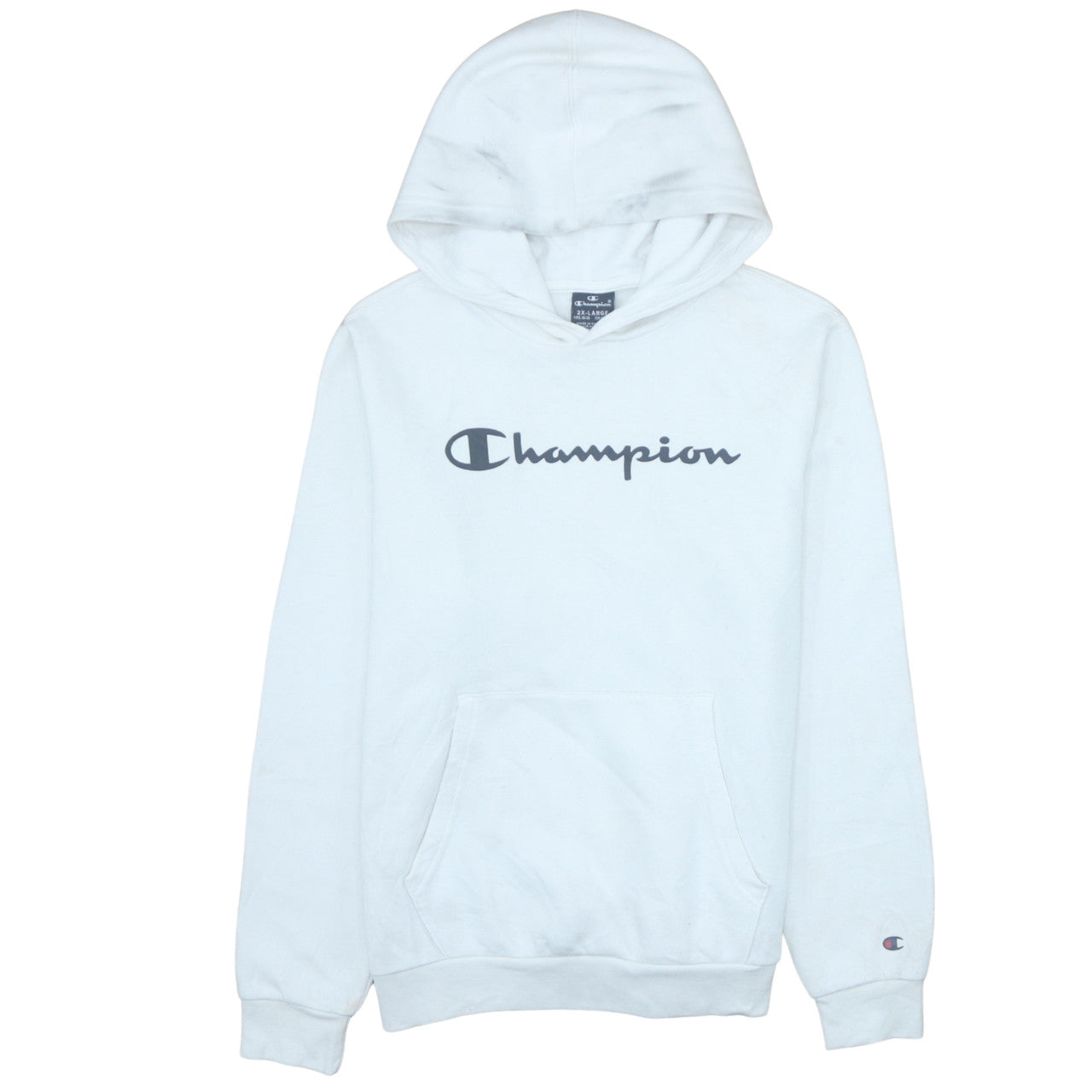 Champion Boys White Pullover Hoodie 2XL Logo Graphic Fleece Sweatshirt