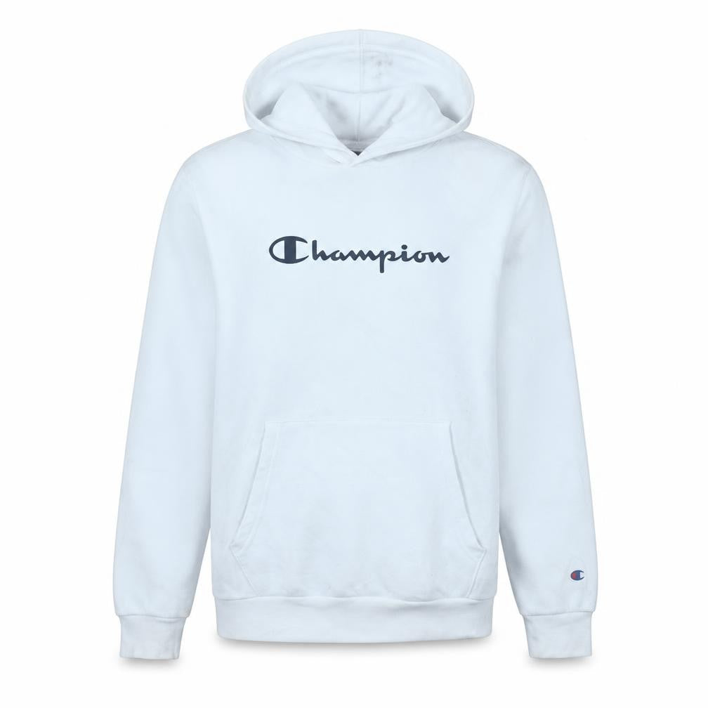 Champion Boys White Pullover Hoodie 2XL Logo Graphic Fleece Sweatshirt