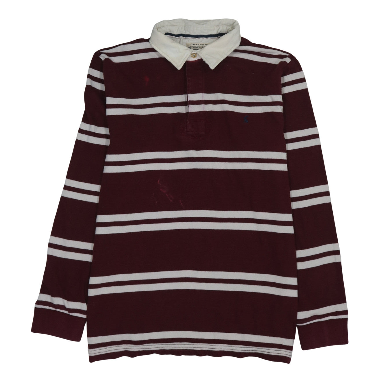 Joules Rugby Men's Maroon Striped Long Sleeve Collared Sweatshirt XL