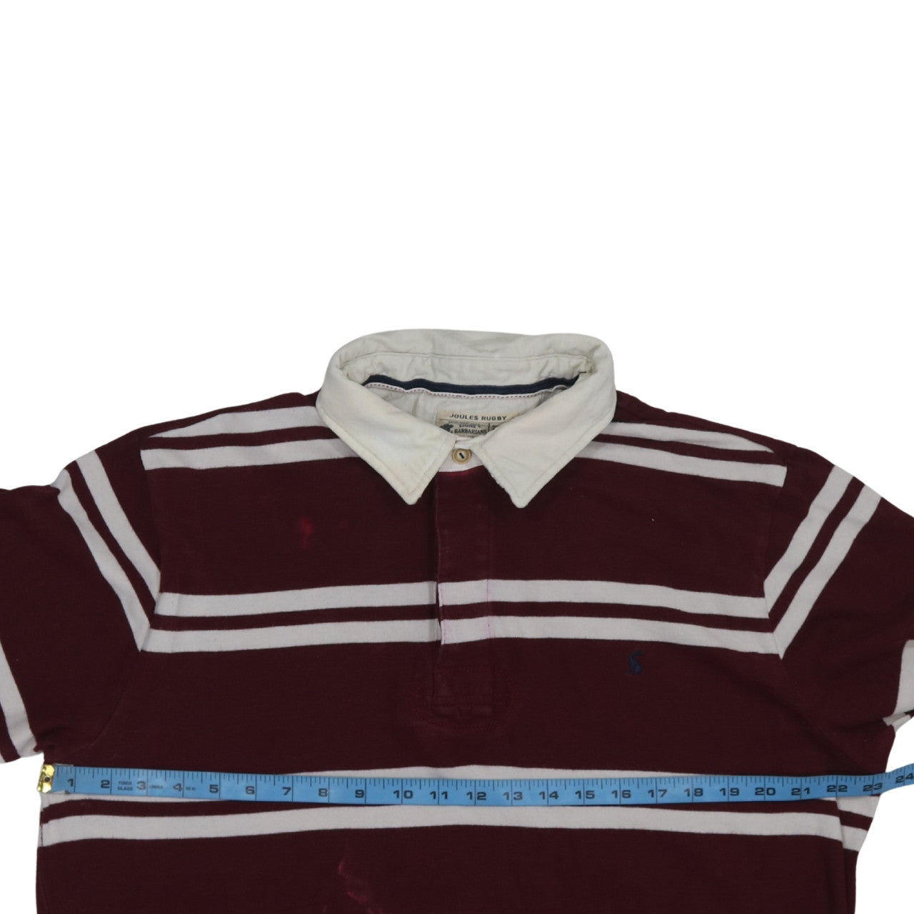 Joules Rugby Men's Maroon Striped Long Sleeve Collared Sweatshirt XL