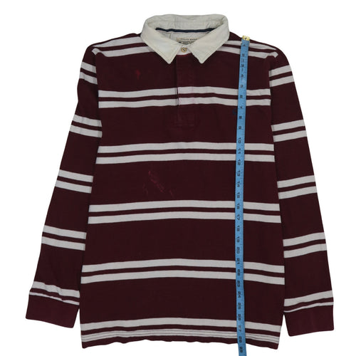 Joules Rugby Men's Maroon Striped Long Sleeve Collared Sweatshirt XL