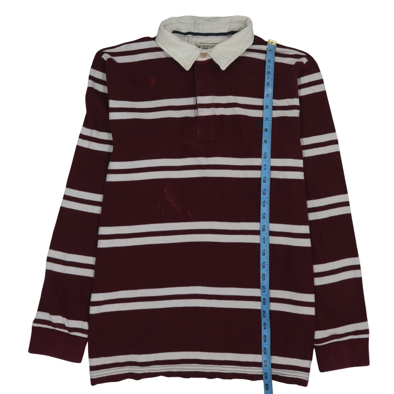 Joules Rugby Men's Maroon Striped Long Sleeve Collared Sweatshirt XL