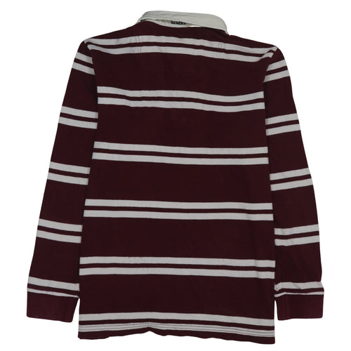 Joules Rugby Men's Maroon Striped Long Sleeve Collared Sweatshirt XL