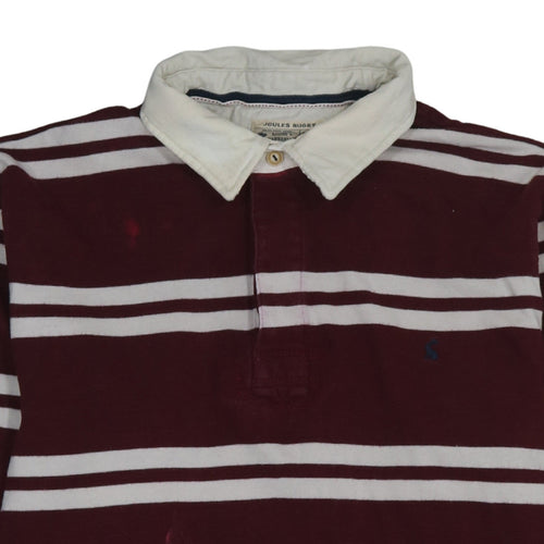 Joules Rugby Men's Maroon Striped Long Sleeve Collared Sweatshirt XL