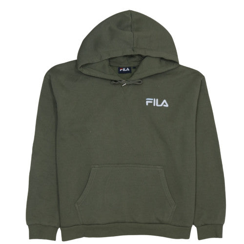 Fila Womens Khaki Green Pullover Hoodie M Embroidered Logo Casual