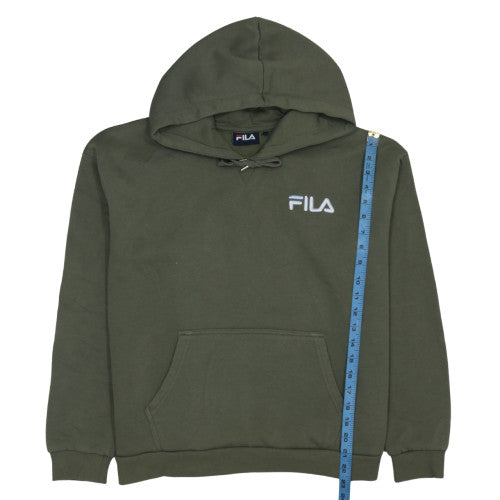 Fila Womens Khaki Green Pullover Hoodie M Embroidered Logo Casual